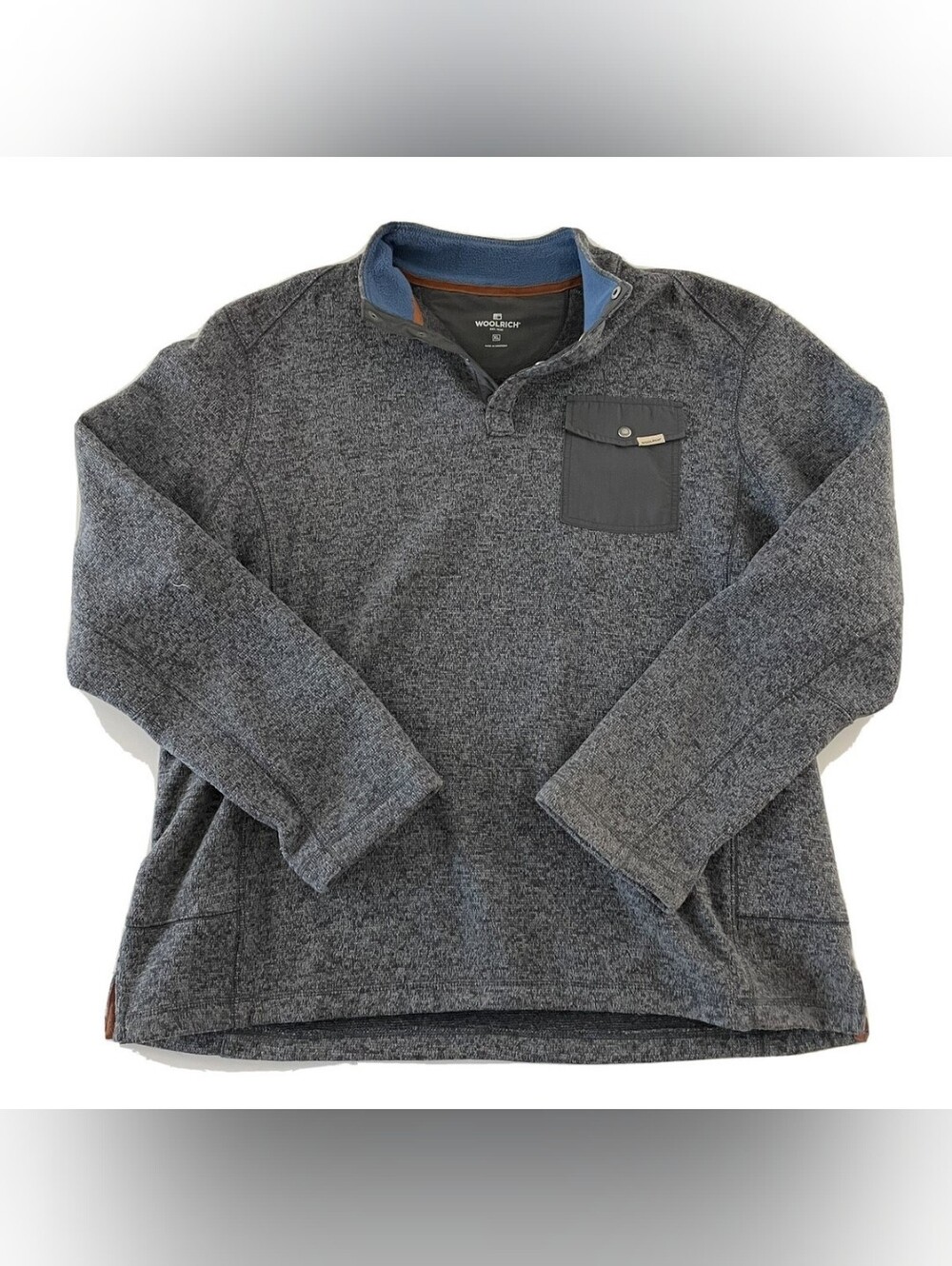 Woolrich Gray Quarter-Placket Snap Button Fleece Pullover Sweater